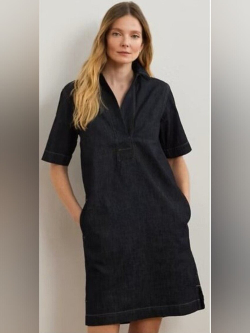 Lauren Ralph Lauren Denim Shift Dress 3X NWT Oversized Dark Wash Pockets